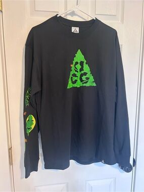 Nike ACG Black Long Sleeve Tee with Neon Green Triangle Logo
